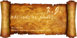 Kárpáti Jenő névjegykártya