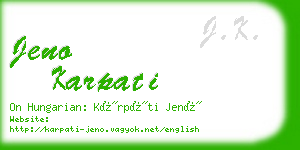 jeno karpati business card